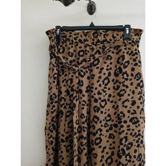 Mittoshop XL Wide Leg Pants Leopard Animal Print Paperbag Waist Tie Front  Y2K - Picture 4 of 7